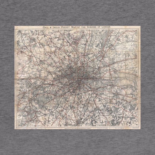 Vintage Map of London England (1900) 2 by Bravuramedia